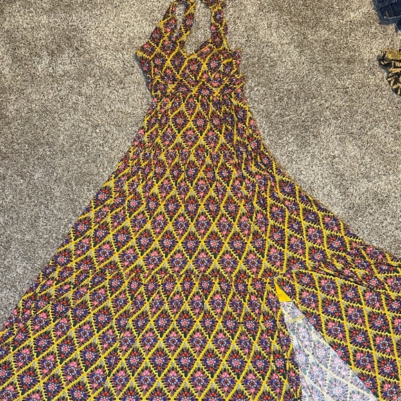 Anthropologie Backless Dress in Yellow and Pink Pattern - Picture 3 of 4